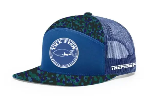 "Camouflage hat designed for spearfishing and freediving enthusiasts, shown against a coastal background." "High-quality camouflage hat from The Fish Fin Blades Apparel, perfect for outdoor adventures." "Close-up of a camouflage hat featuring sun protection and quick-drying material, ideal for spearfishing." "Diver wearing a camouflage hat by The Fish Fin Blades Apparel, relaxing on a boat after a successful dive." "Stylish and durable camouflage hat designed for ocean and water sports enthusiasts."