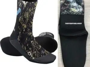 "THEFISHFINBLADES Camouflage Diving Socks: Blend into your underwater environment with style and comfort."